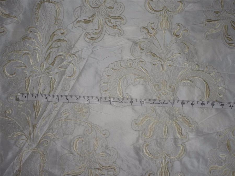 DUPIONI silk EMBROIDERY 54&quot; INCHES REVERSABLE IVORY  AND BLACK AND IVORY And CREAM DUP#E12