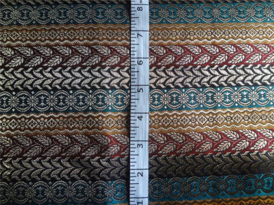 Brocade fabric Multi X Metallic Gold Color 44&quot; Cut Pcs 2.15