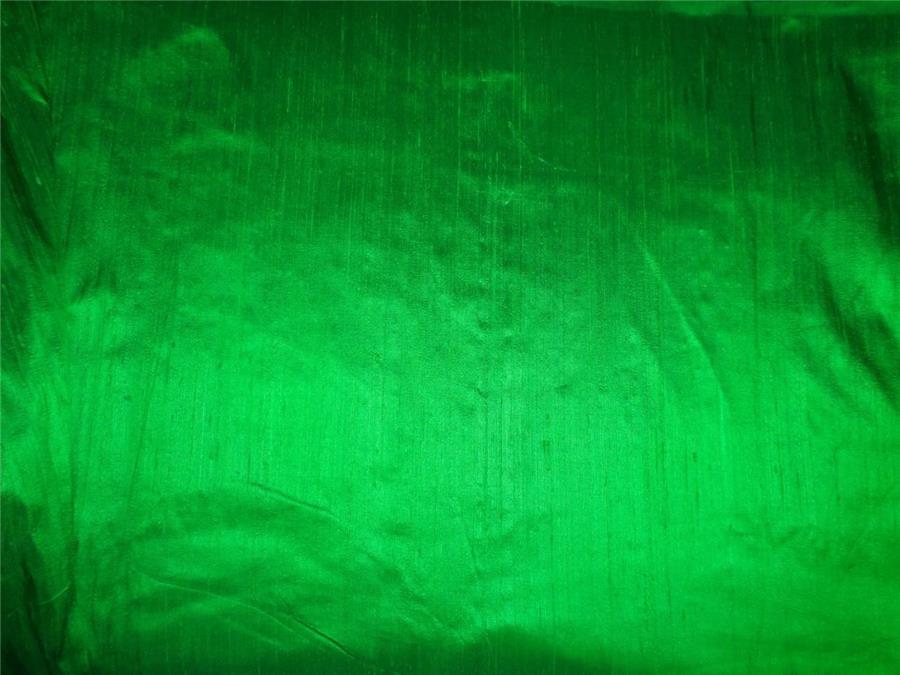 100% PURE SILK DUPIONI FABRIC DEEP INDIAN GREEN colour 54&quot; wide WITH SLUBS*