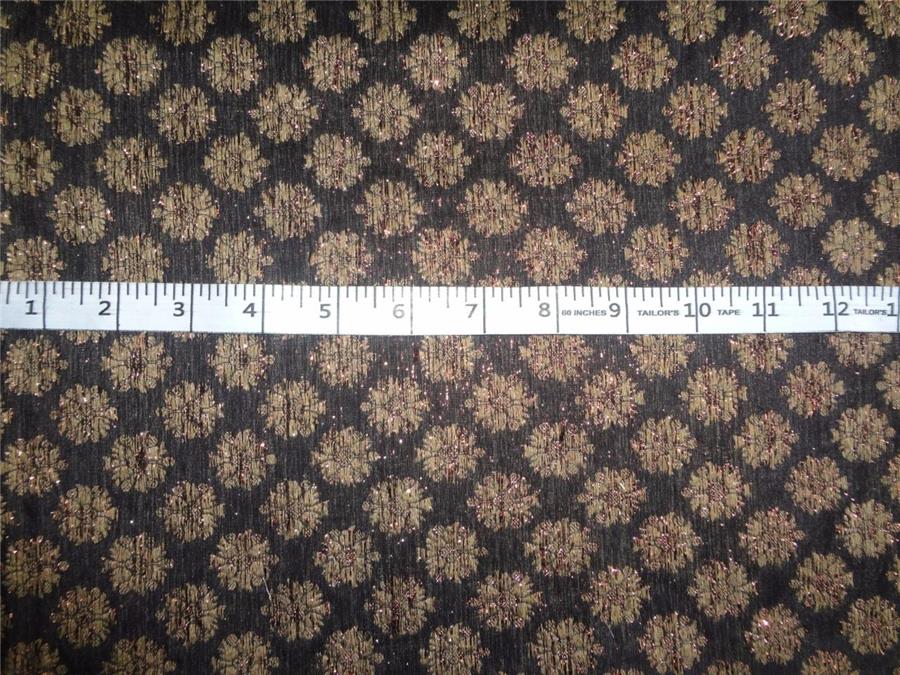 Brocade fabric Black,Brown X Metallic Copper Color 44&quot;Cut Pcs 2.15yrd