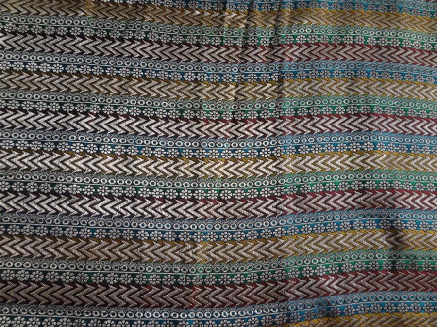 Brocade fabric Multi X Metallic Gold 44&quot;Cut Pcs 2 yrd