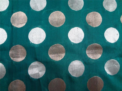 Brocade fabric Green X Metallic Gold Silver 44&quot;Cut Pcs 3.40 yrd