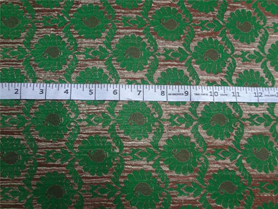 Brocade fabric Parrot Green X Metallic Gold 44&quot;Cut Pcs 6.50 yrd