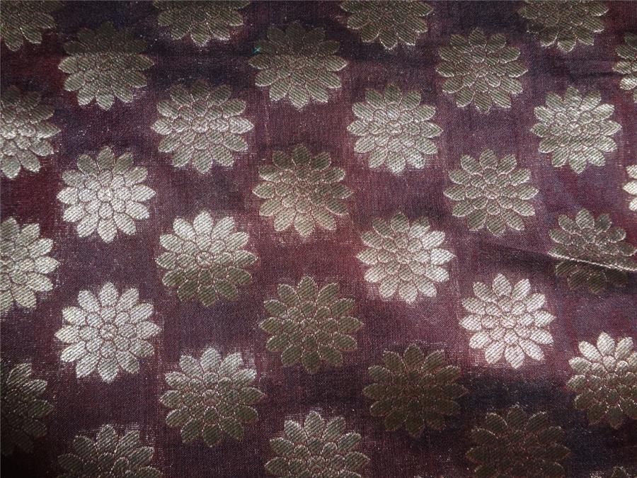 BROCADE FABRIC WINE X BLACK, METALLIC GOLD 44&quot;CUT PCS 2.65 YRD