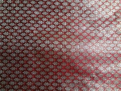 BROCADE FABRIC BLOOD RED X METALLIC GOLD 44&quot;CUT PCS 2.65 YRD