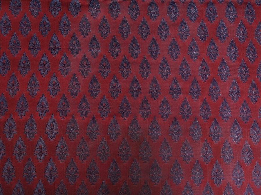 BROCADE FABRIC EMERALD IRIDESCENT BLUE X RED COLOR 44&quot;