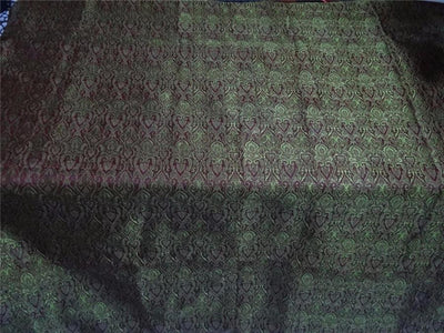SILK BROCADE FABRIC WINE X GREEN COLOR 44&quot;