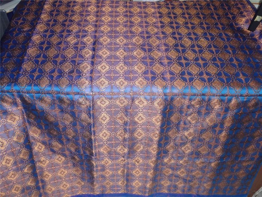 SILK BROCADE FABRIC BROWN,AUBERGINE X BLUE COLOR 44&quot;VESTMENT BRO477[3]