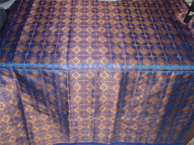 SILK BROCADE FABRIC BROWN,AUBERGINE X BLUE COLOR 44&quot;VESTMENT BRO477[3]