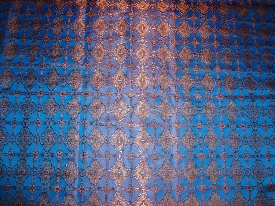 SILK BROCADE FABRIC BROWN,AUBERGINE X BLUE COLOR 44&quot;VESTMENT BRO477[3]