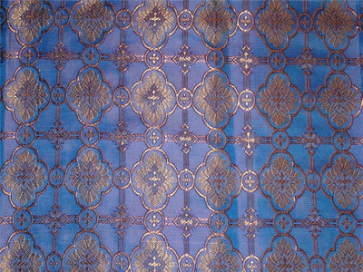 SILK BROCADE FABRIC BROWN,AUBERGINE X BLUE COLOR 44&quot;VESTMENT BRO477[3]