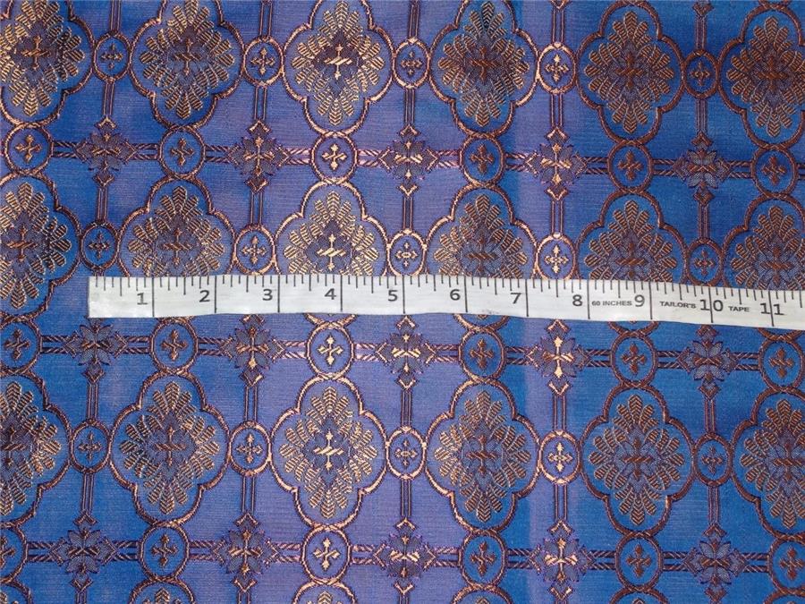 SILK BROCADE FABRIC BROWN,AUBERGINE X BLUE COLOR 44&quot;VESTMENT BRO477[3]