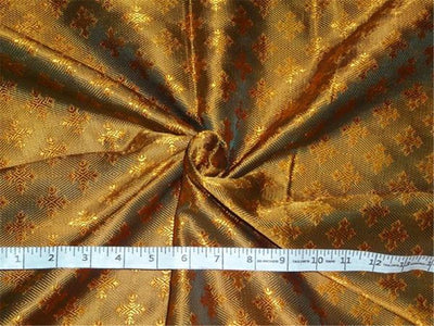 SILK BROCADE FABRIC MUSTARD COLOR 44&quot; VESTMENT BRO476[5]