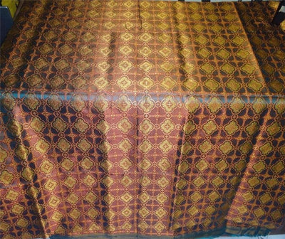 SILK BROCADE FABRIC BROWN,BLUEISH GREEN X RED COLOR 44&quot;VESTMENT BRO476[4]