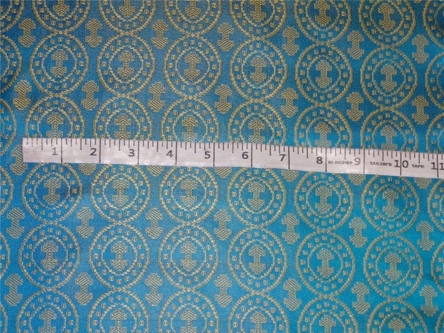 100% PURE SILK BROCADE VESTMENT BLUE X LIME GREEN COLOR 44&quot;INCH BRO478[4]