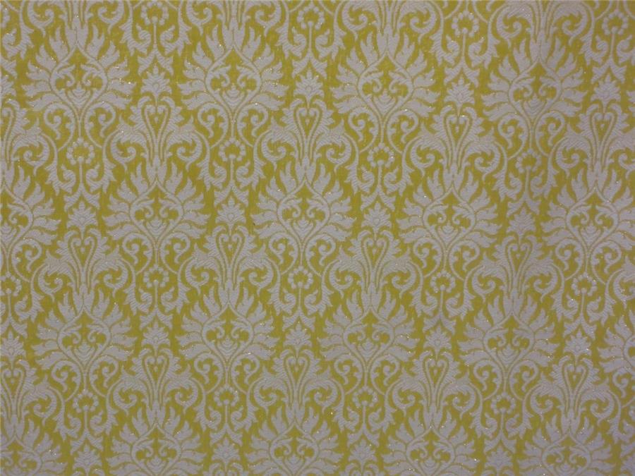 BROCADE FABRIC LIME YELLOW X CREAM COLOR 44&quot;INCH