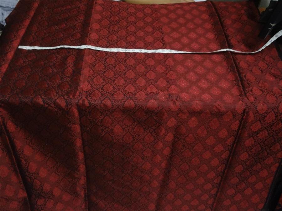 SILK BROCADE FABRIC RED X BLACK COLOR 44&quot;INCH