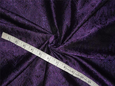 SILK BROCADE FABRIC PURPLE,BLACK COLOR 44&quot;INCH BRO487[3]
