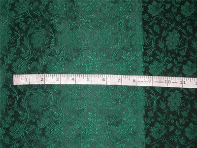 SILK BROCADE FABRIC BOTTLE GREEN X BLACK COLOR 44&quot;INCH