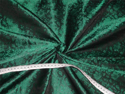 SILK BROCADE FABRIC BOTTLE GREEN X BLACK COLOR 44&quot;INCH