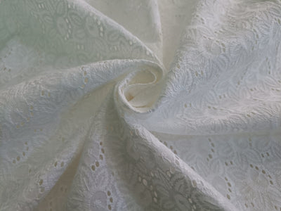 100% cotton cut work embroidery white color 44" wide [7747/12391]