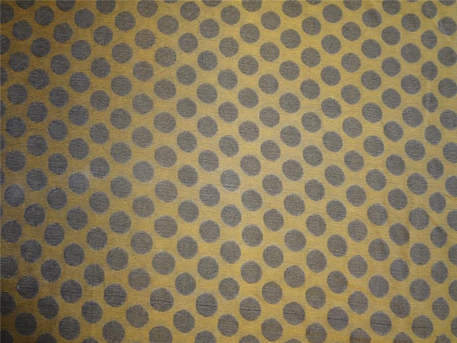 SILK Printed chiffon fabric mustard brown dots