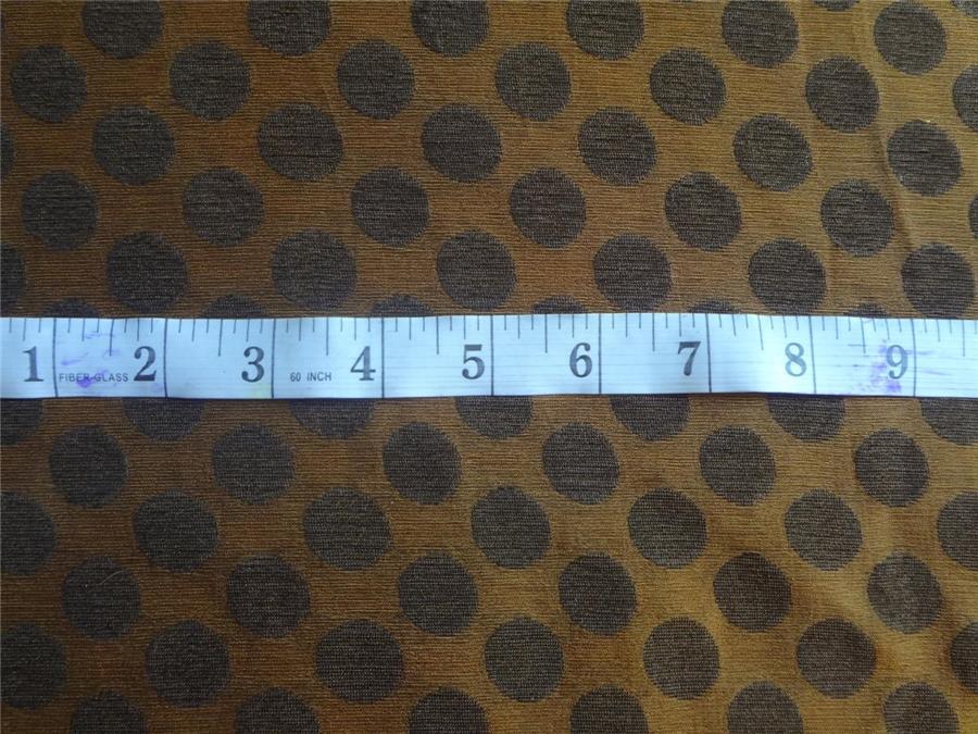 SILK Printed chiffon fabric mustard brown dots