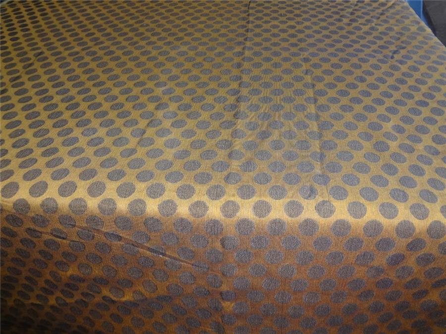 SILK Printed chiffon fabric mustard brown dots