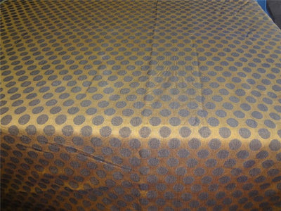 SILK Printed chiffon fabric mustard brown dots