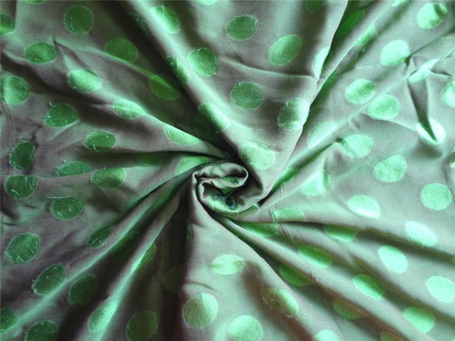 SILK Printed chiffon fabric green dots