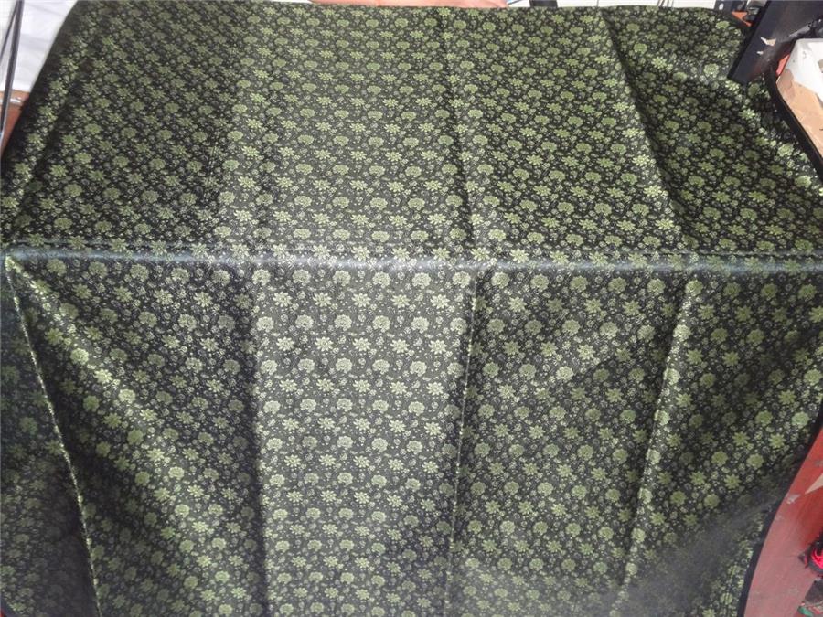 SILK BROCADE FABRIC GREEN,BROWN X BLACK COLOR 44&quot;INCH