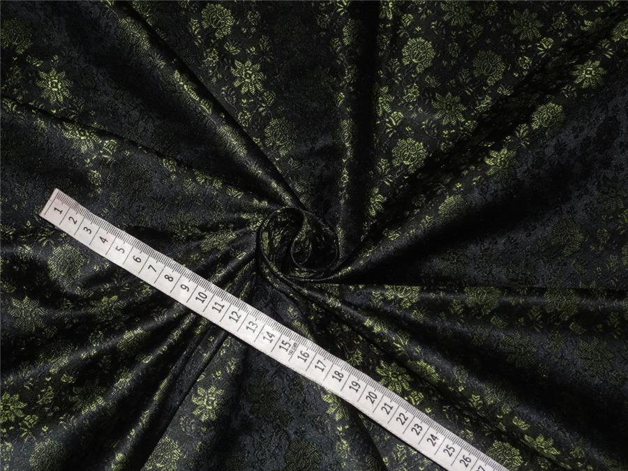 SILK BROCADE FABRIC GREEN,BROWN X BLACK COLOR 44&quot;INCH