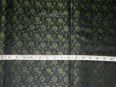 SILK BROCADE FABRIC GREEN,BROWN X BLACK COLOR 44&quot;INCH