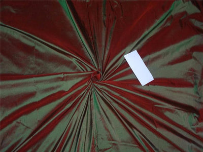 100% PURE SILK DUPION FABRIC RED X GREEN colour 54&quot; wide