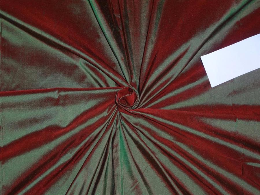 100% PURE SILK DUPION FABRIC RED X GREEN colour 54&quot; wide