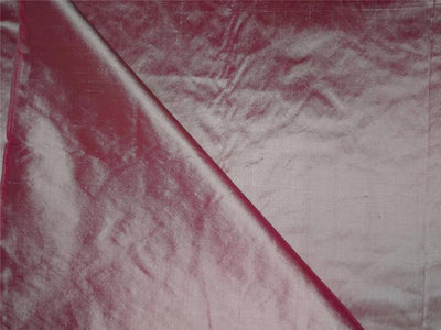 100% PURE SILK DUPIONI FABRIC CREAM X RANI PINK 44&quot;