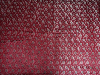 SILK BROCADE FABRIC CHEERY RED X LIGHT GOLD COLOR 44&quot;INCH