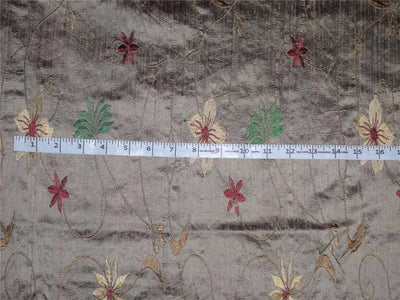 GOLD X BLACK SILK DUPION FABRIC WITH EMBROIDERY CUT LENGTH 2.95 YARDS