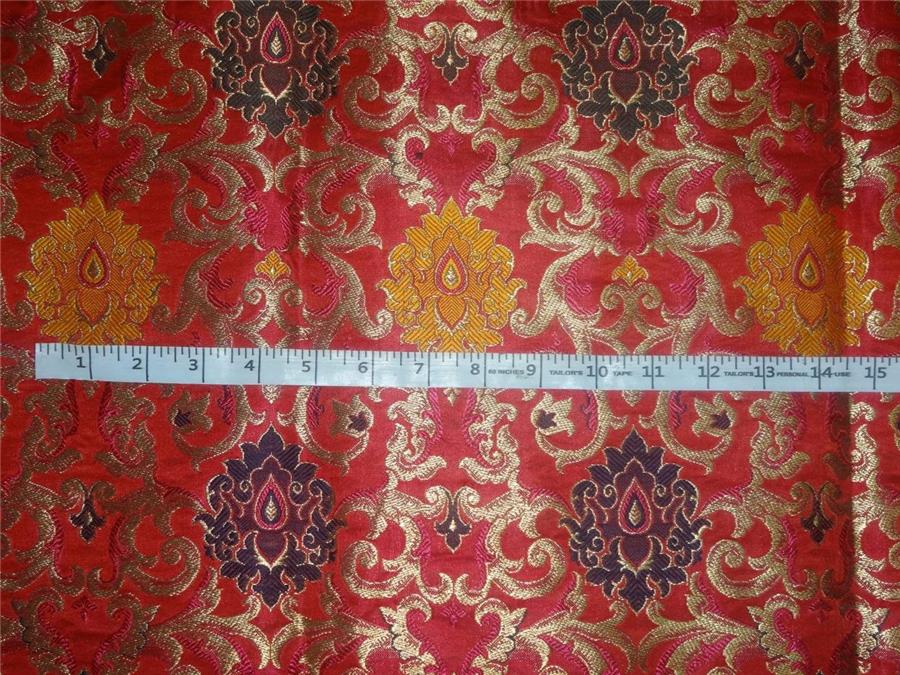 SILK BROCADE FABRIC RED,MULTI MOTIF X METALLIC GOLD COLOR 36" wide BRO490[3]