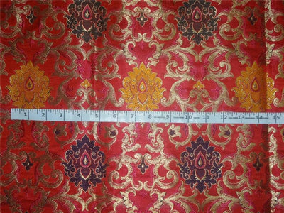 SILK BROCADE FABRIC RED,MULTI MOTIF X METALLIC GOLD COLOR 36" wide BRO490[3]