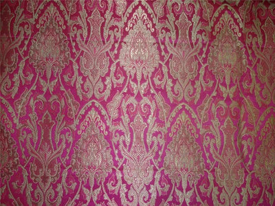 SILK BROCADE FABRIC FUCHSIA PINK X METALLIC GOLD COLOR 44" wide BRO490[2]