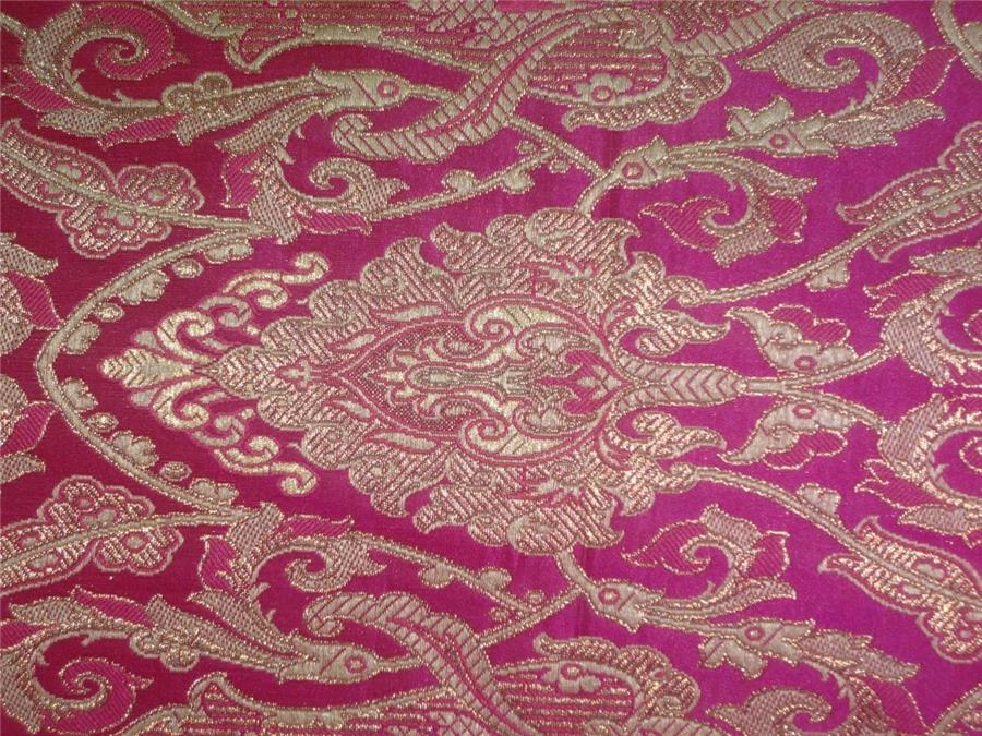 SILK BROCADE FABRIC FUCHSIA PINK X METALLIC GOLD COLOR 44" wide BRO490[2]