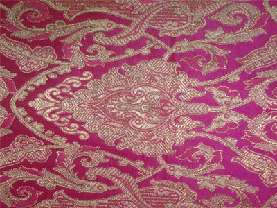 SILK BROCADE FABRIC FUCHSIA PINK X METALLIC GOLD COLOR 44" wide BRO490[2]