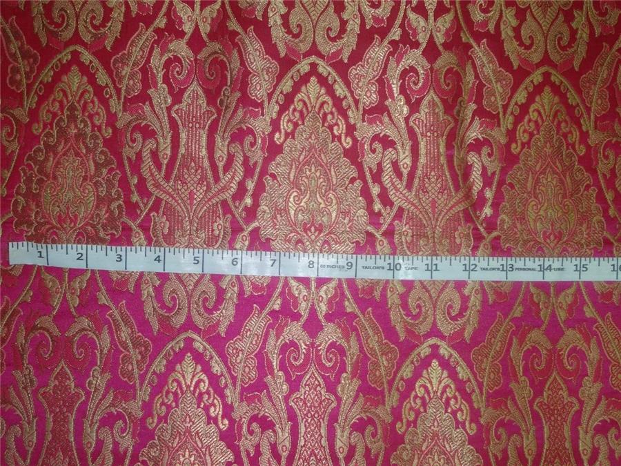 SILK BROCADE FABRIC FUCHSIA PINK X METALLIC GOLD COLOR 44" wide BRO490[2]