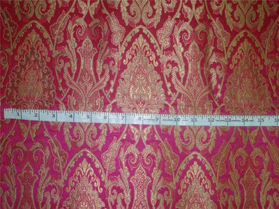 SILK BROCADE FABRIC FUCHSIA PINK X METALLIC GOLD COLOR 44" wide BRO490[2]