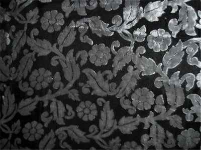 Devore  Burnout Velvet fabric Black and grey floral~ 60&quot; wide [5595]