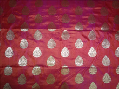 100% silk brocade fabric iridescent orange X mettalic gold color 44" wide BRO493[3]