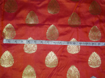 100% silk brocade fabric iridescent orange X mettalic gold color 44" wide BRO493[3]