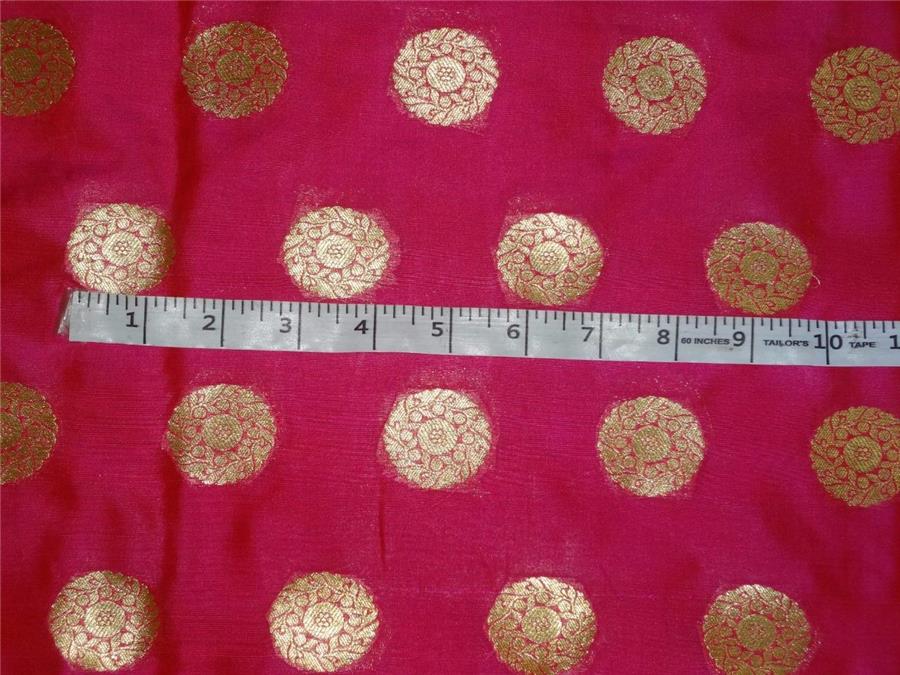 100% silk brocade fabric hot pink x mettalic gold color 44" wide BRO493[4]