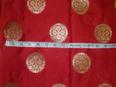 100% silk brocade bright red x mettalic gold color 44" wide BRO493[2]